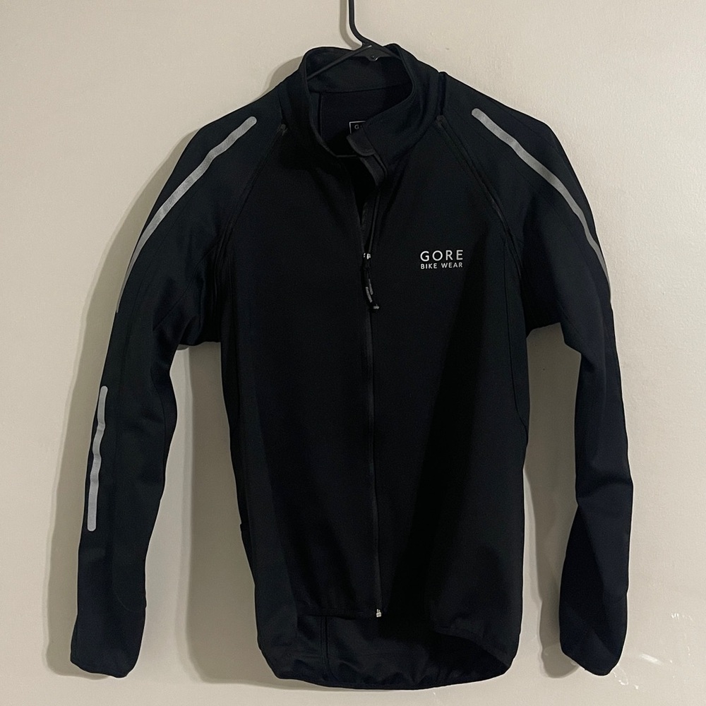 Gore bike wear wind stopper soft shell black zip up jacket medium